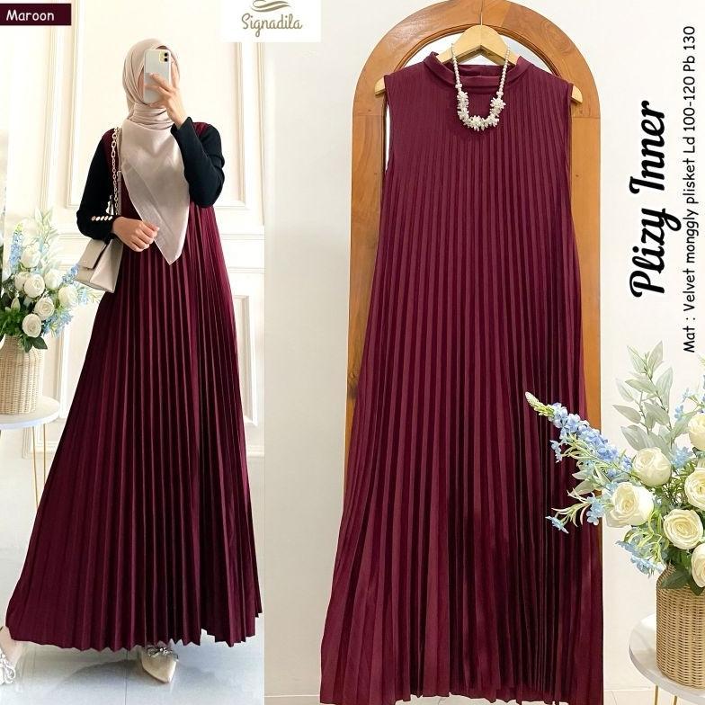 Disc Plizy Inner Original By Signadila - Gamis Inner / Dalaman / Kutung Plisket Polos Inner Gamis Ku