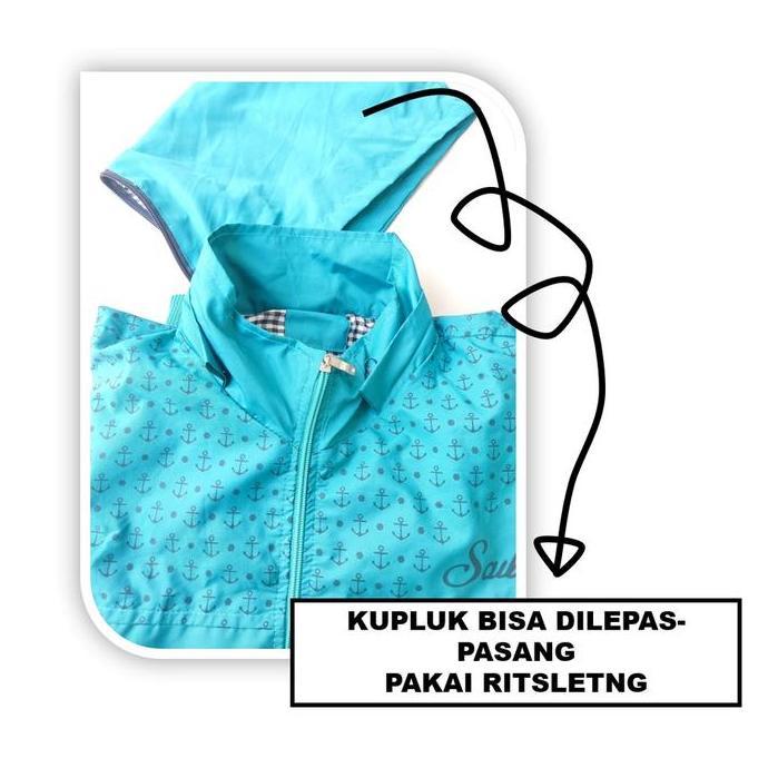 Whyme Jaket Sailor Wanita Zipper Parasut Ritsleting