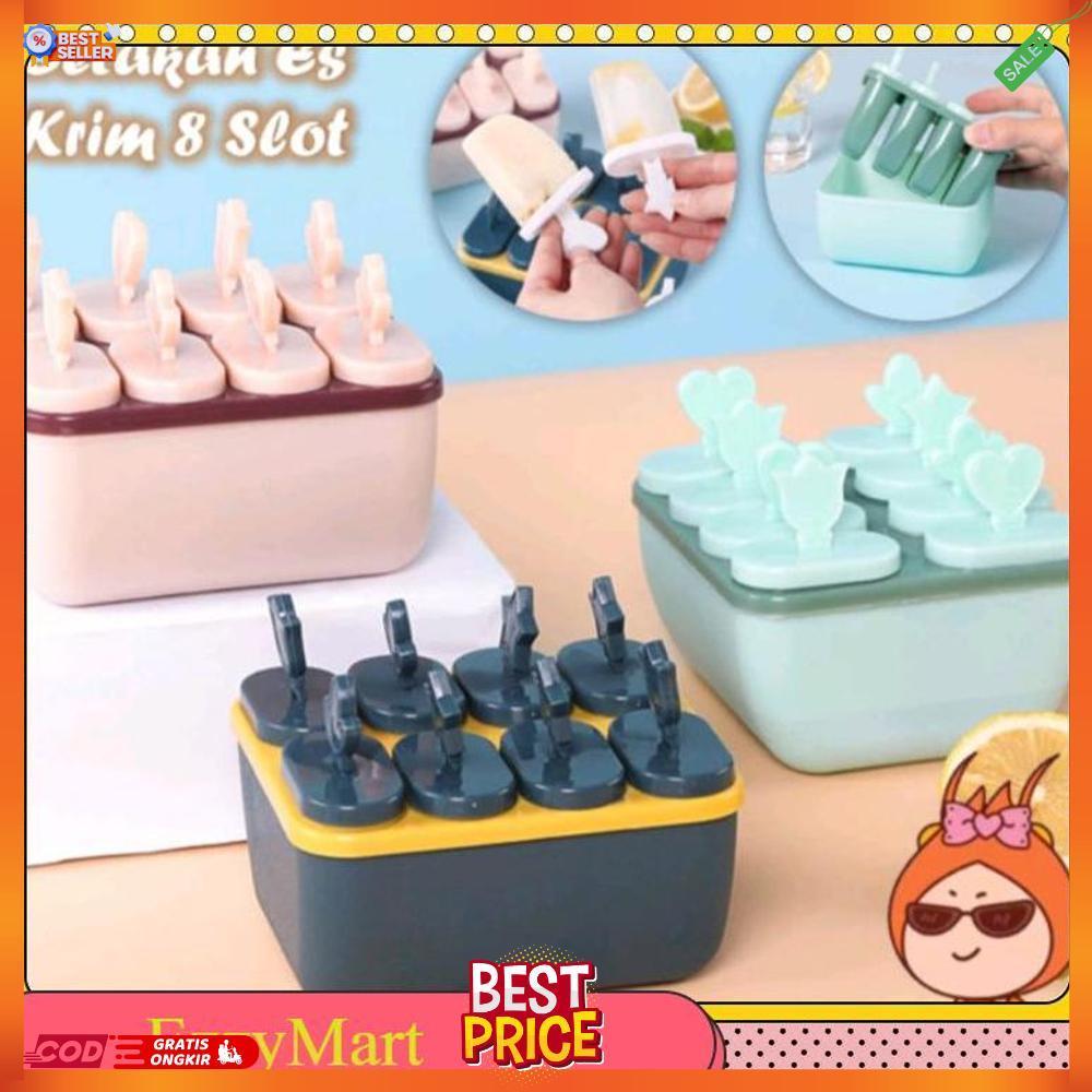 EzzyMart - G4 Cetakan ice cream / Cetakan es krim 8 slot  es loli DIY stik es krim / cetakan es batu