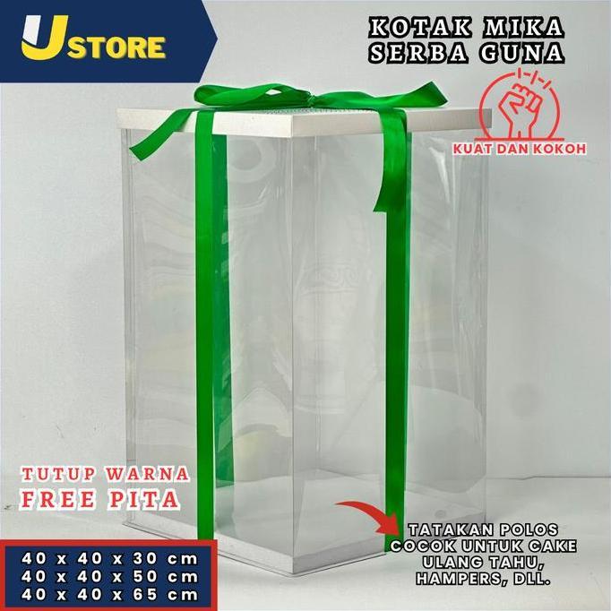 Cake Box Mika Dus Kue Kotak Kue 40X40 Cm Box Jumbo Kotak Hantaran Kotak Kado Tutup Warna Dan Transpa