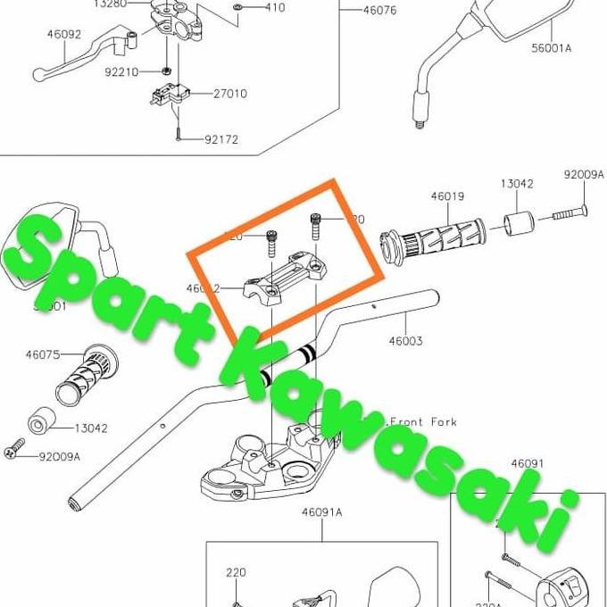 Raiser baut baud tutup atas stang Z250 fi Z250fi Orinal Kawasaki