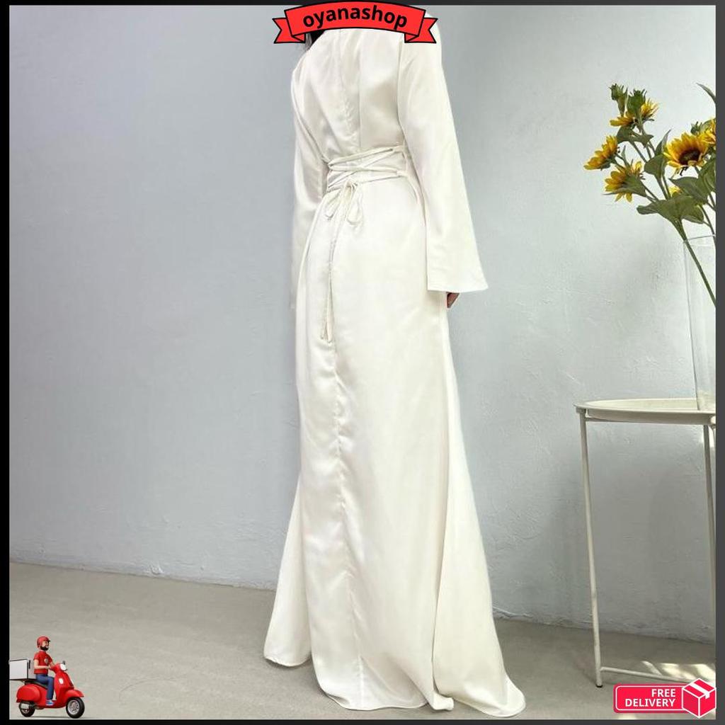 Kiana Dress | Gamis Polos Simpel | Dress Satin Kondangan | Gamis Bridesmaid Wanita Polos | Dress Sat