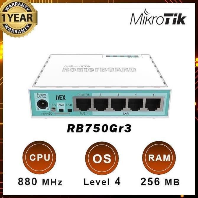 TERBARU - Mikrotik RB750GR3 hEX Router Board 5 Port Gigabit PoE in 1 USB Slot T