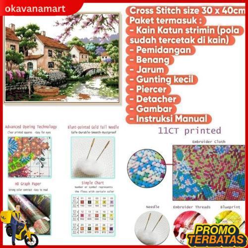 Kristik Pemandangan Indah Set Embroidery Craft Set Complete - Kerajinan Menyulam Set Lengkap Kristik