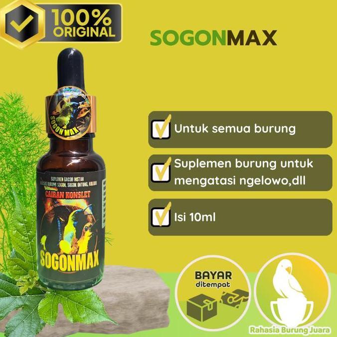 Sogonmax 10ml Suplemen Vitamin Burung Sogon Pleci Kolibri Doping Cairan Konslet Gacor