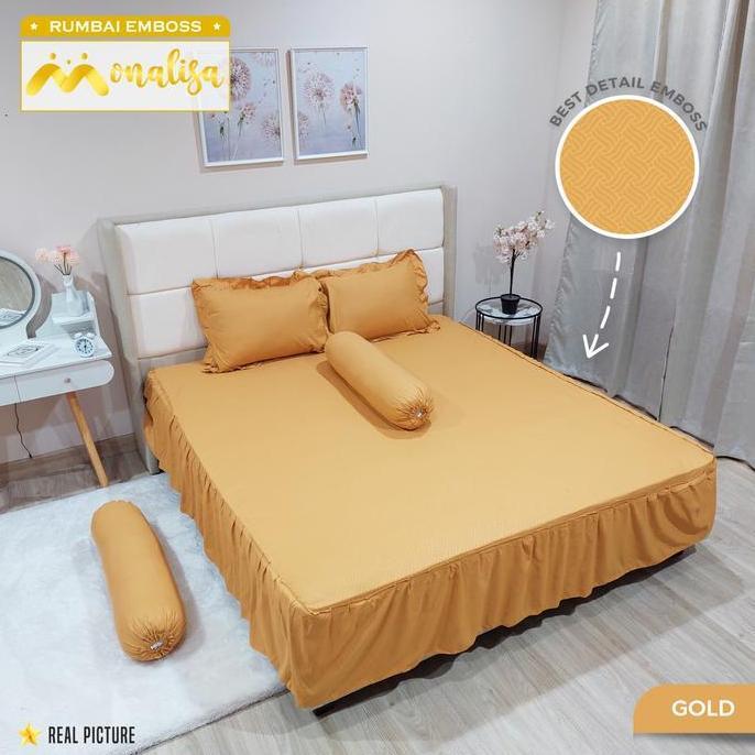 TERBARU - Monalisa Emboss Sprei Rumbai Uk 160 X 200 X 30 Katun Sintetis / Seprei Halus Lembut Elegan