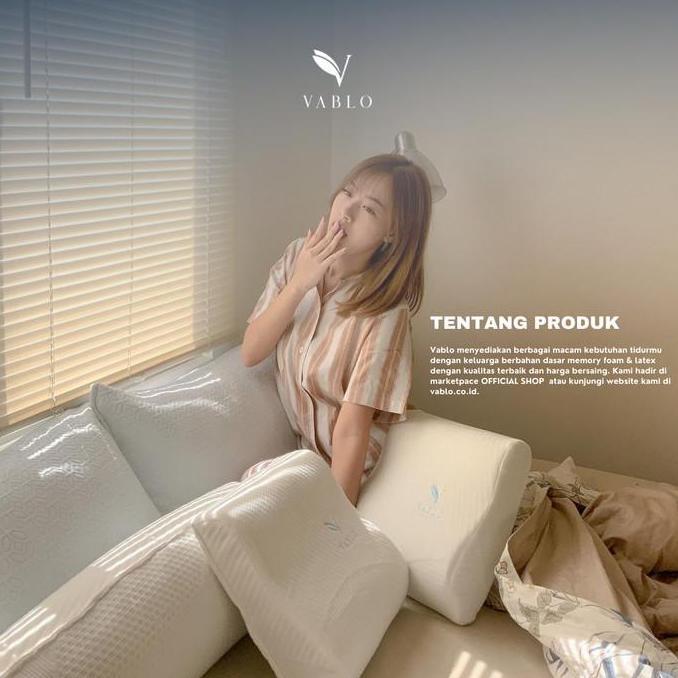 Vablo Bantal Lumbar Cushion Memory Foam Micro - Motif Putih