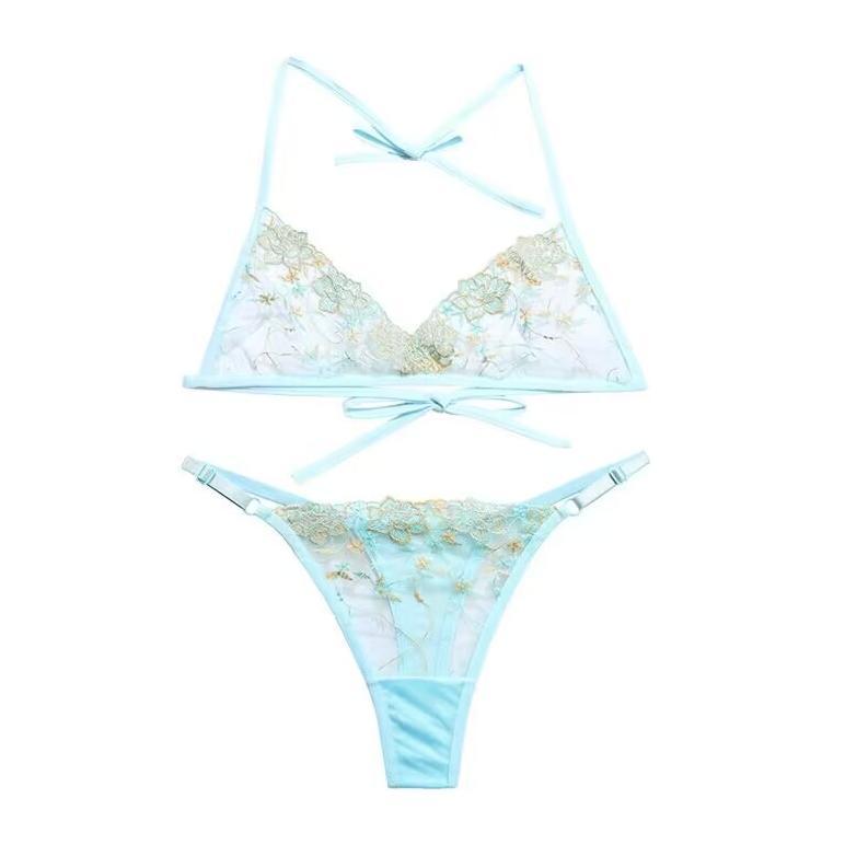 hot deals dezenna set bra wanita sexy bikini floral transparan bra g string big size 5a137