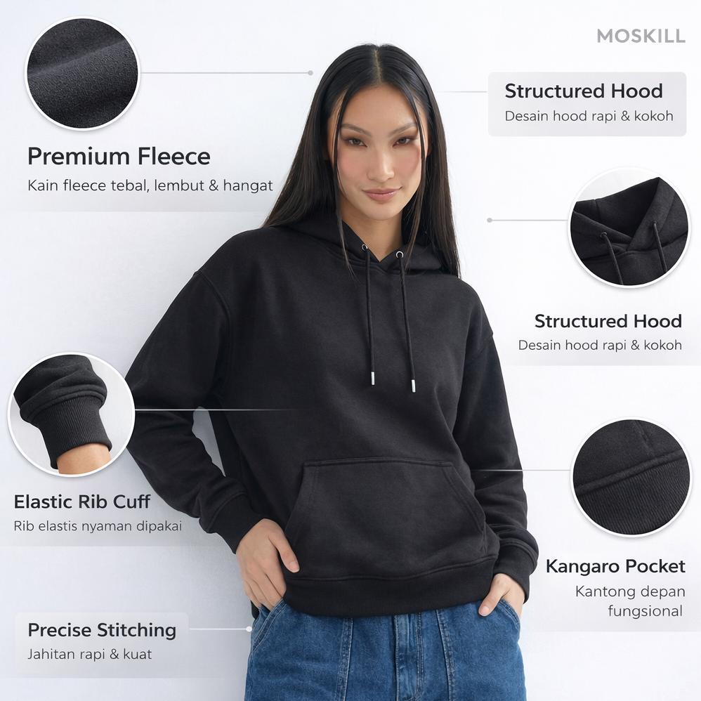 Premium Moskill Pullover Hoodie Tebal Polos - Hoodie Tebal Nyaman