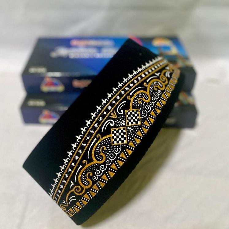 NEW Peci Batik Sablon Kuning, Batik Sablon Biru, Peci hitam bludru Premium Nyaman dipakai