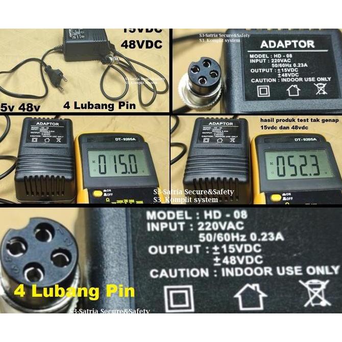 BEBAS ONGKIR - adaptor 15v 48v 4 lubang Pin 0.23a power supply mixer 15V&48V 15V48V