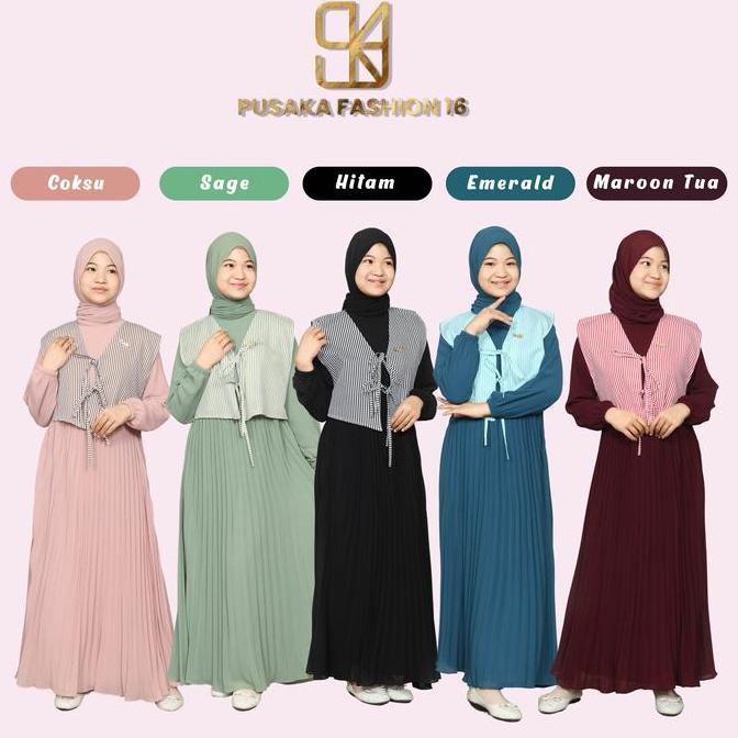 NEW J4NNE GAMIS ANAK REMAJA TANGGUNG PEREMPUAN MUSLIM PLISKET CERUTY BABYDOLL KOREAN STYLE,VEST/ ROM