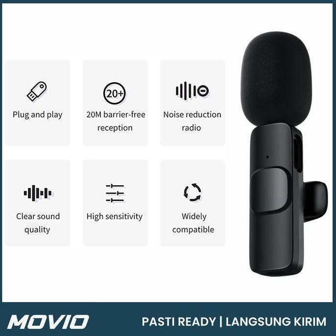 NEW MOVIO WIRELESS LAVALIER - MICROPHONE MIC CLIP ON YOUTUBER PODCAST LIVE ORI