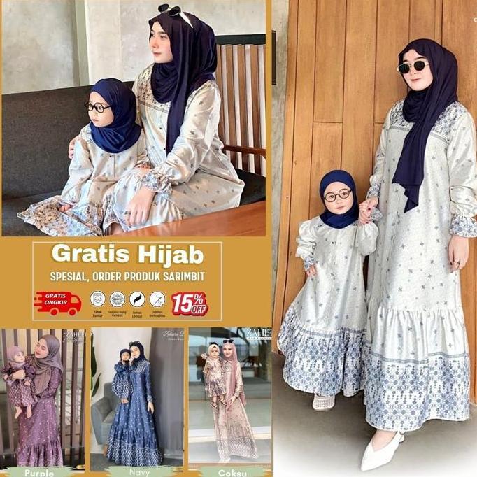 NEW GAMIS COUPLE IBU ANAK ZAHEERA DRESS SERIES BY ZALIRA KIDS BAJU LEBARAN 2026 SYARI RUFFLE MEWAH E