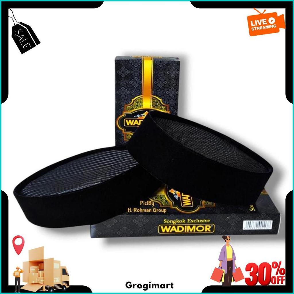 Peci Wadimor Hitam Full Ac Tengah Anak Dewasa Tinggi 6 7 8 9 10 | Songkok Wadimor | Peci Wadimor Hit