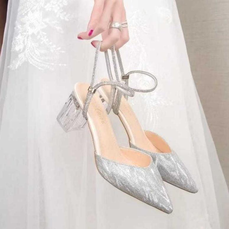 Murah Juragan Online - Sandal Wanita High Heels Hak Tahu Kaca 7 Cm