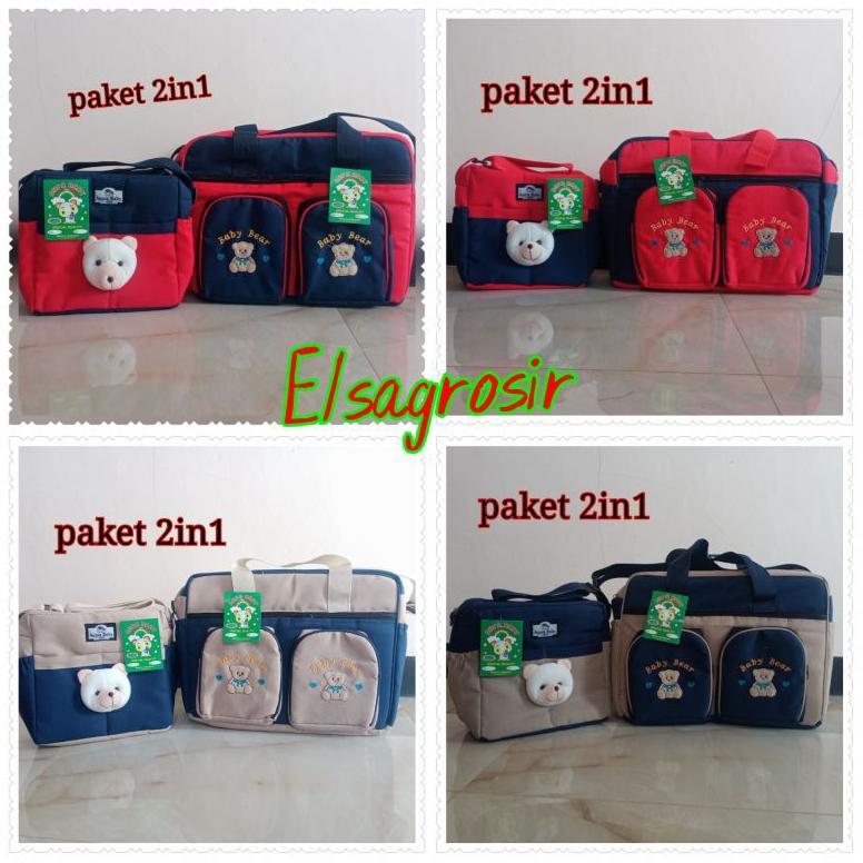 New Tas Bayi Besar Doubel Saku Gratis Tas Bayi Boneka Beruang
