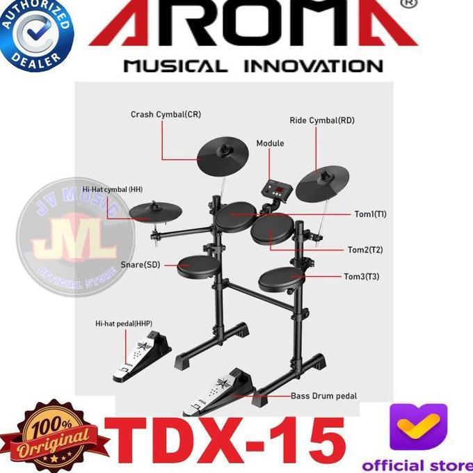 Promo Aroma Tdx15 Digital Electronic Drum Kit Drum Elektrik Paket Aroma Tdx-15