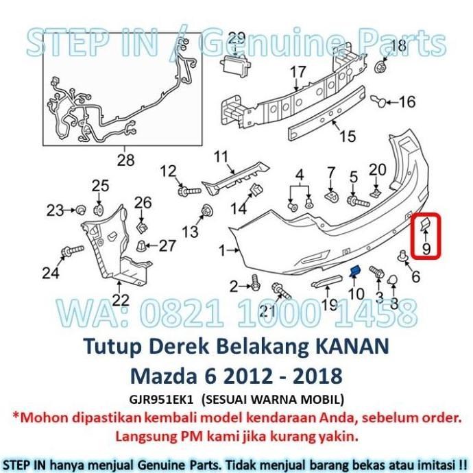 Murah Tutup Derek Bemper Belakang Mazda 6 Towing Bumper Mazda6 2012 - 2018