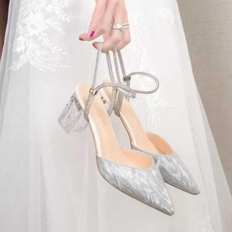 Promo Juragan Online - Sandal Wanita High Heels Hak Tahu Kaca 7 Cm