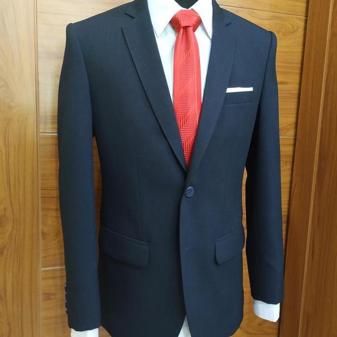 VITUS - hand made jas formal pria slim fit hitam / navy 1 stel