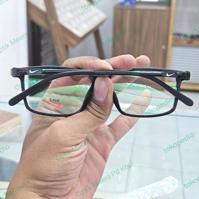 Murah Frame Kacamata Pria Wanita Kotak Nike 0528 Hitam Doff Grade Original
