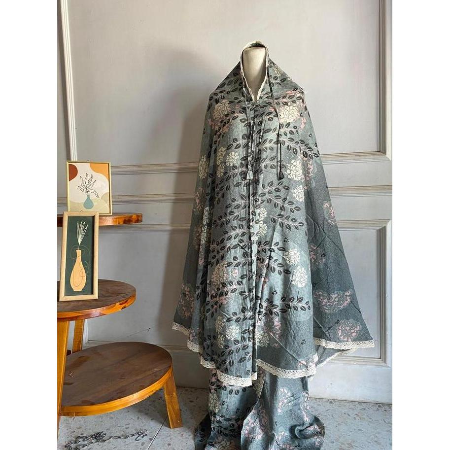 MUKENA RAYON DEWASA MOTIF DAUN BATIK RENDA KECIL SUPER SUPER LEMBUT&ADEM