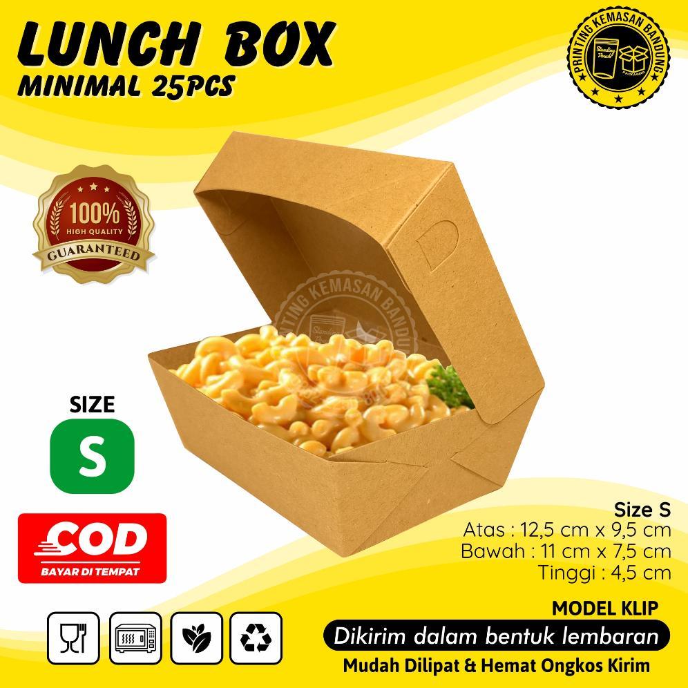 terbaru lunch box size s kotak makan kertas paper box kraft dus makanan dimsum takoyaki snack grosir