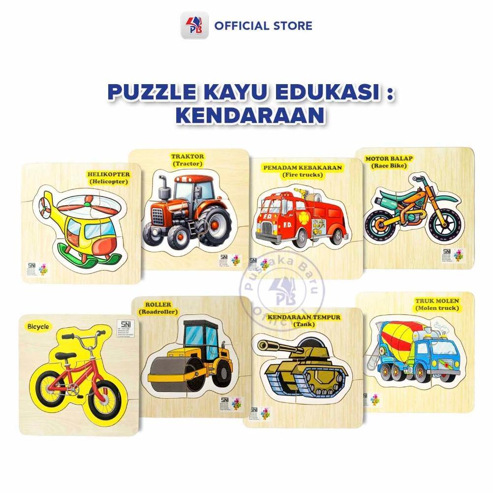 ORIGINAL PUZZLE EDUKASI ANAK / PUZZLE KAYU / PUZZLE ANAK : TRUK MOLEN / HELIKOPTER / TRAKTOR / PEMAD