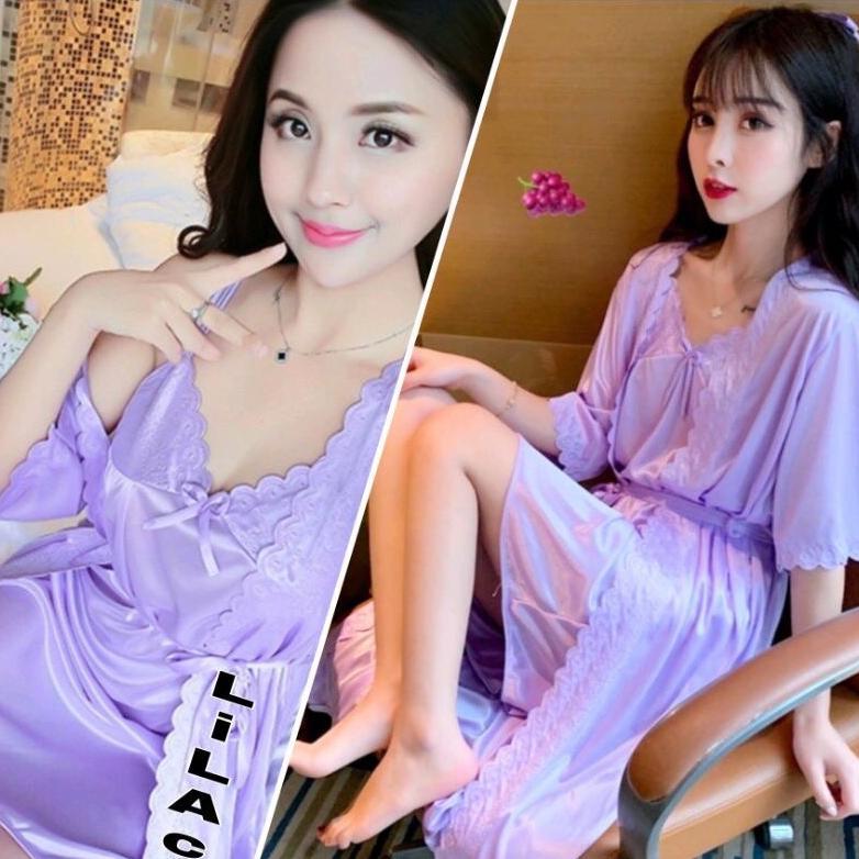 BIG SALE Baju tidur wanita kimono tricot 2in1 / lingerie sexy size L dan XXL