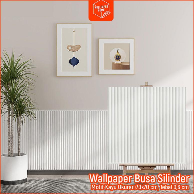 100% Aman Wallpaper Home Dinding Foam 3D Motif Kayu Silinder / Stiker Dinding Plafon Dekorasi Kamar 
