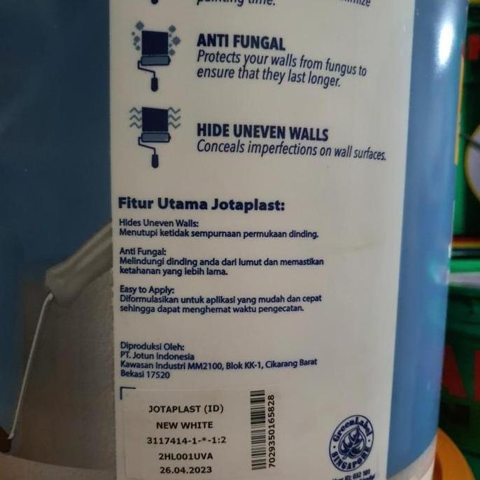 JOTUN JOTAPLAST PUTIH WHITE 18 LTR 18 LTR PAIL PEL CAT TEMBOK DALAM DINDING INTERIOR 26KG 26 KG