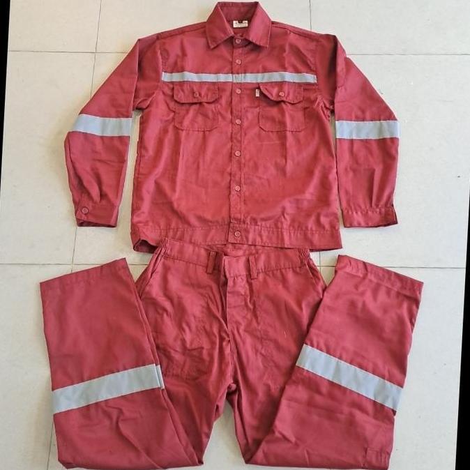 Wearpack Safety/ Wearpack Setelan/ Seragam Safety Terpisah Merah Maron