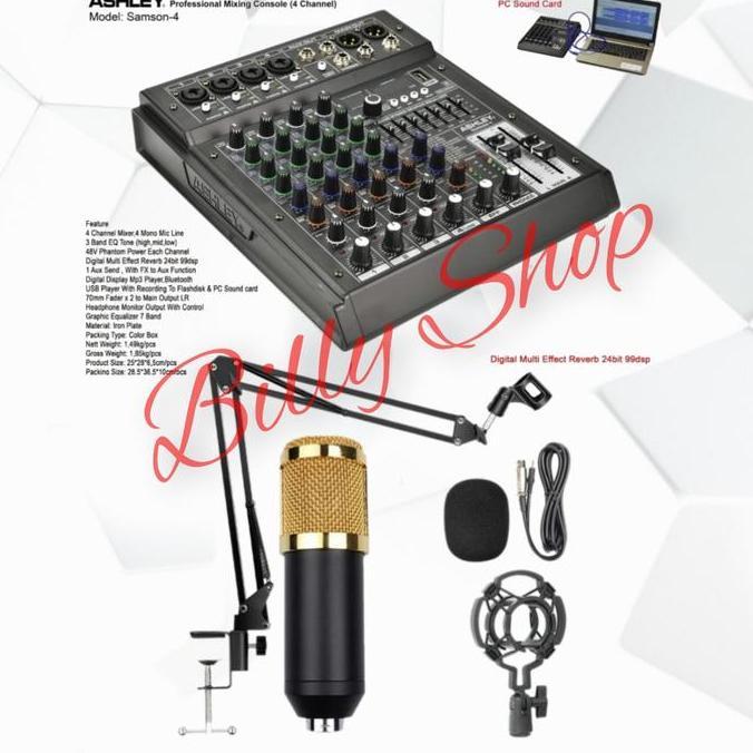 Paket Podcast Soundcard 4 mic Mixer Ashley Samson