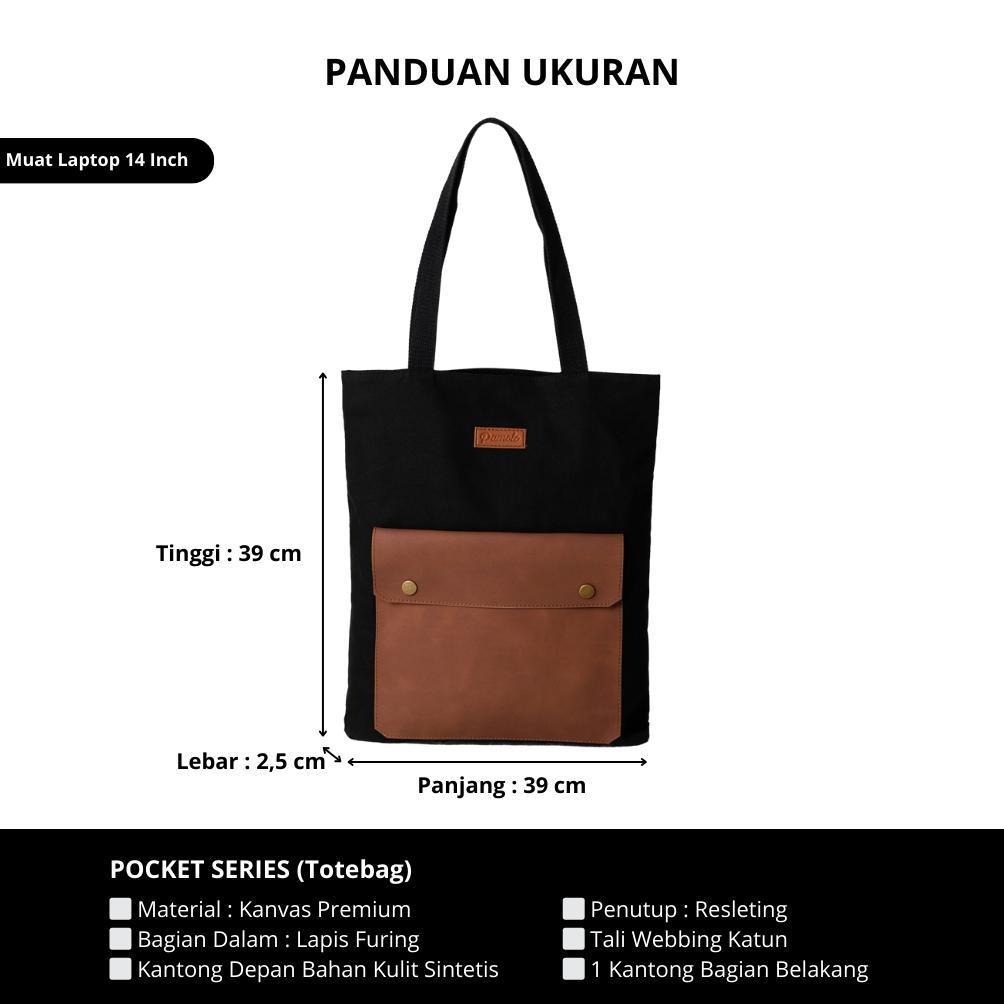 BIG SALE Pamole Totebag Kanvas Totebag Kuliah Totebag Kerja Penutup Resleting Totebag Unisex - Pocke