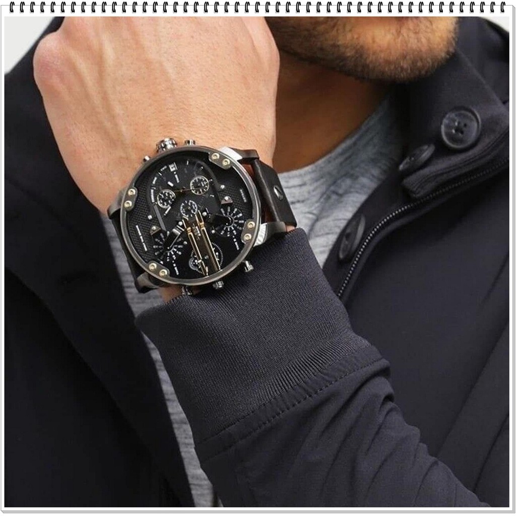 Diesel DZ7348 Mr Daddy 2.0 Chronograph Black Leather Strap Watch 57mm