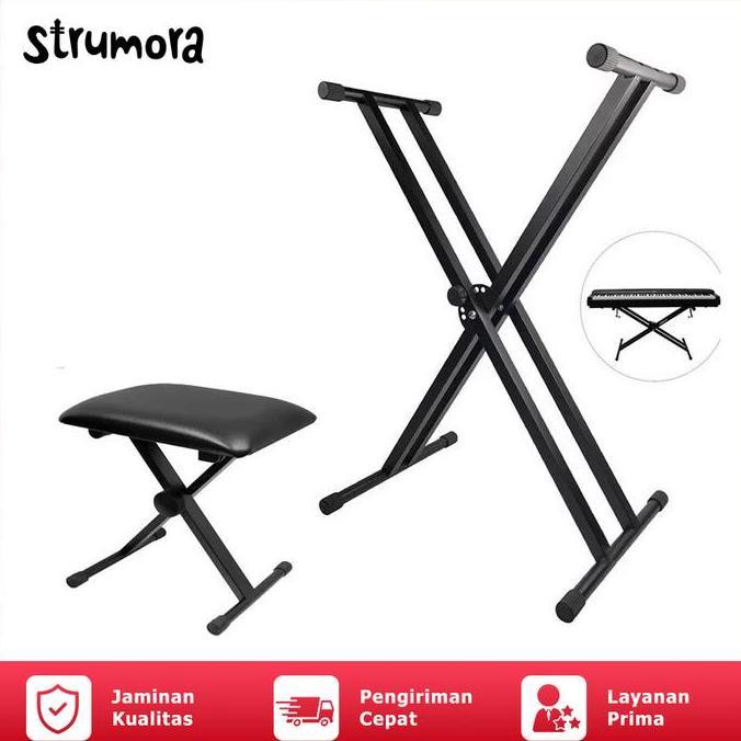 sadamm136 - strumora keyboard dudukan keyboard portable stand x-type folding piano keyboard rack met