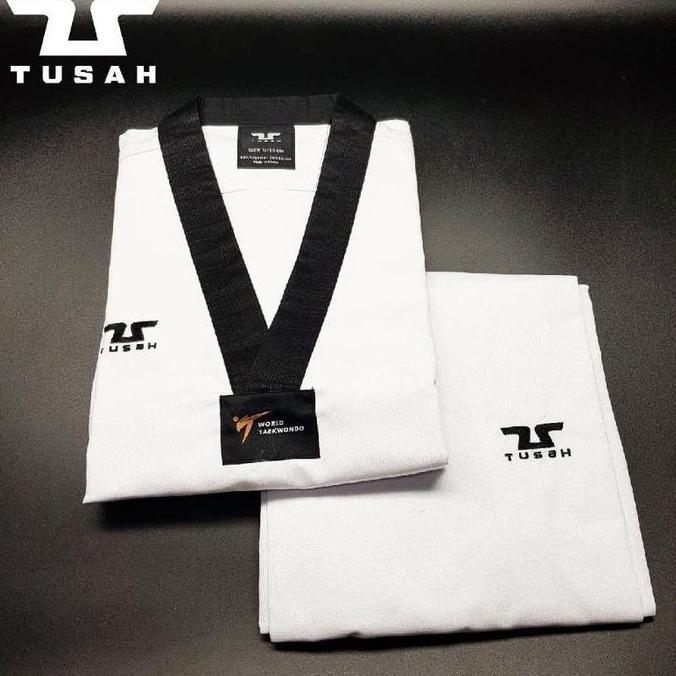 Seragam Taekwondo TUSAH DOBOK Taekwondo black V neck kerah hitam