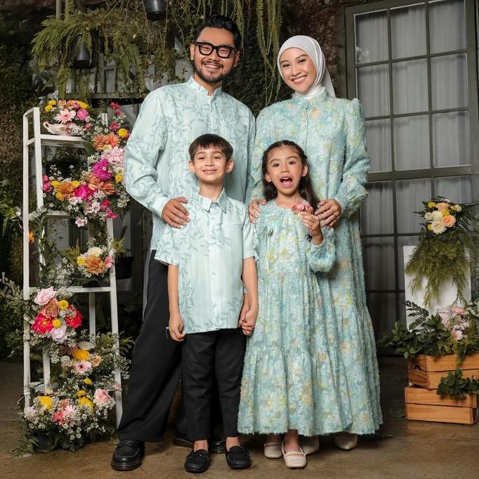 NEW ZM ZASKIA MECCA - SARIMBIT FAMILY SET 2 - LILYA SENJA | GAMIS WANITA | KEMEJA KOKO PRIA ANAK ORI