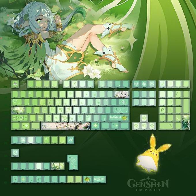 Genshin Impact Nahida PBT Keycaps Side Printed RGB Cherry Profile