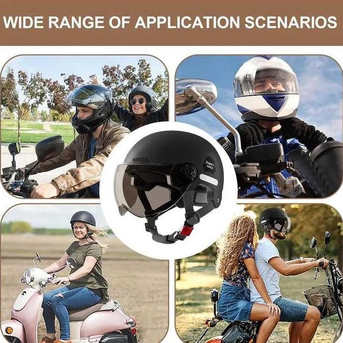 Helm Sepeda Listrik Motor Elektrik Skuter Retro Vintage Pria Wanita Dewasa All Size Abs Eps Visor