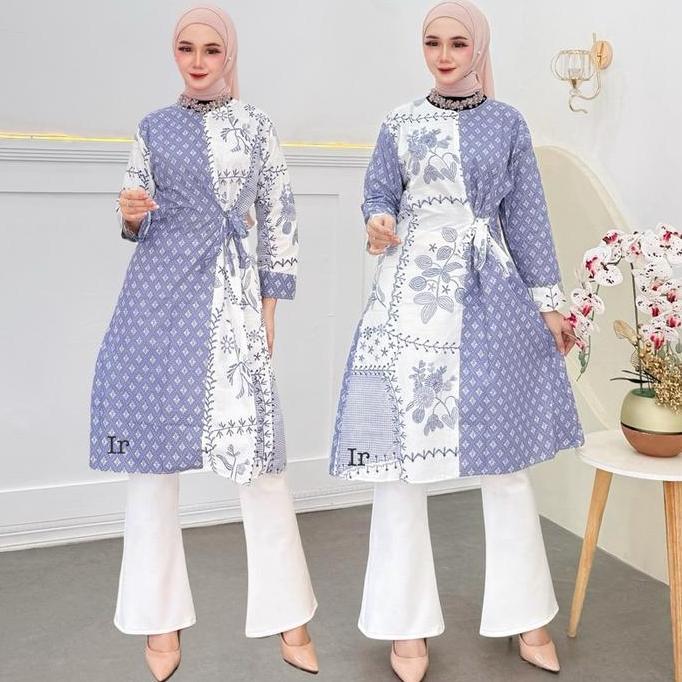 MURAH LEBAY Tunik Batik Wanita Modern Atasan Fashion Muslim Wanita Tunik Batik Baju Batik Wanita Pan