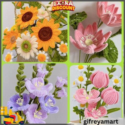 Grosir 100Pcs/30Cm Kawat Bulu Mercy Pastel Mix Kawat Bulu Mainan Anak Craft Diy Kerajinan Tangan Pip