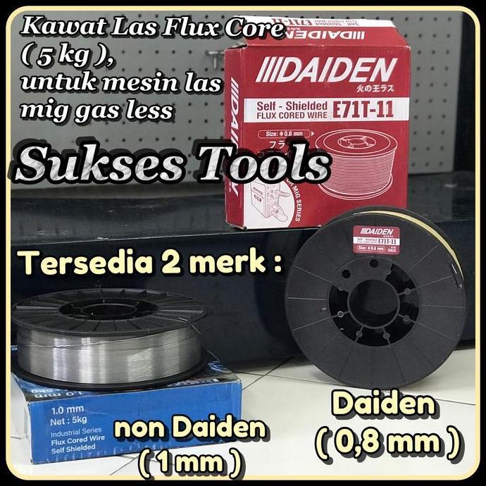 Sale Kawat Las Mig Flux Core Tanpa Gas Non / Daiden 0,8 Mm 5 Kg - 1 Mm 5 Kg