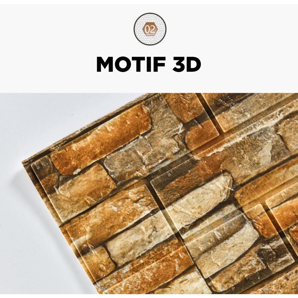 PREMIUM WALLPAPER HOME OFFCIAL STORE - WALLPAPER DINDING 3D FOAM POLA BATA MERAH 70X70CM(TEBAL 4.5MM