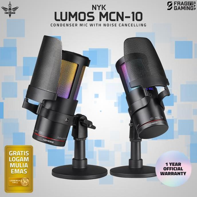 Grosir Nyk Nemesis Mic Condenser Rgb With Noise Cancelling Nemesis Lumos Mcn-10 | Mcn10 Microphone