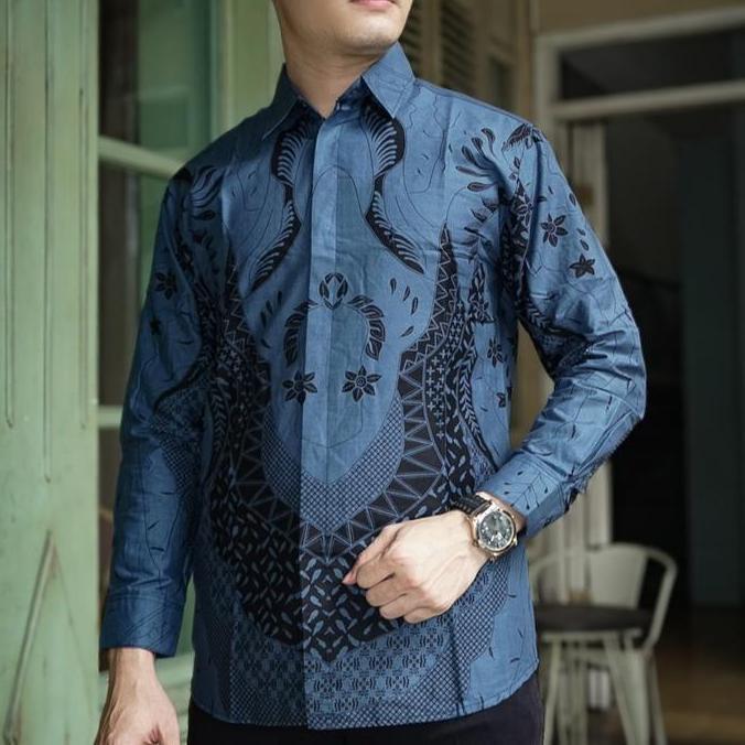 OOTD Batik Barata 2 katun slimfit kemeja denim pria premium Formal Motif Nyaman Panjang Kain Kerja B