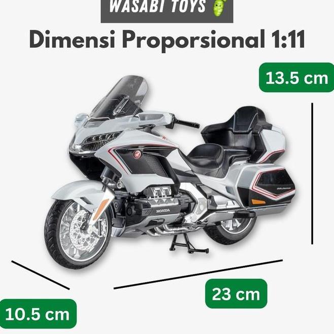 Diecast 111 Honda Goldwing Miniatur Motor Fitur Lampu Suara Suspensi Detail Realistik