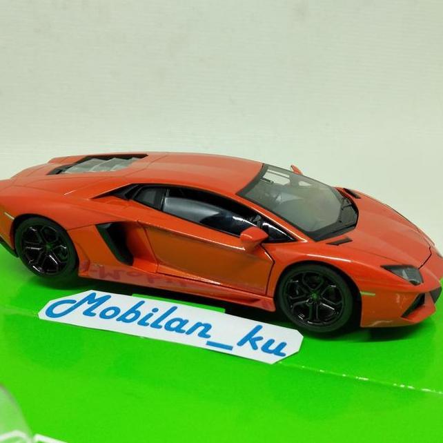 Diecast Lamborghini Aventador Coupe Lp7004 Welly Nex 124 Kuning Mainan Mobil Anak
