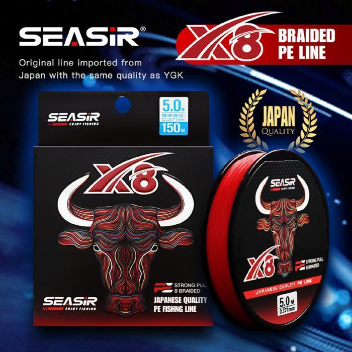 SEASIR Redbull PE X8 Senar Pancing 150 Meter  PE Braided Fishing Lines 8 Untaian Kepang Multifilamen